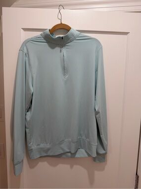 Paul Stuart Men's Light Aqua Striped Quarter-Zip Performance Shirt